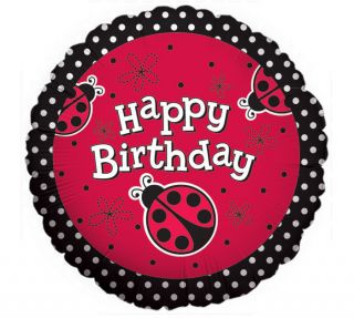   Lady Bug Jungle Red Black Dots Happy Birthday Party 18 Mylar Balloon