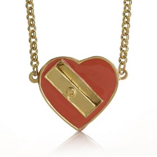 Me & Zena Women Who Draw Too Much Heart Sharpener Necklace Gold/Red