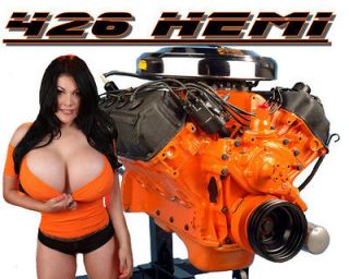   426 HEMI BIG BLOCK MOPAR RACING ENGINE SEXY PINUP GIRL DODGE SHIRT