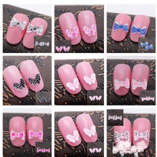  3D Acrylic Bow Tie Butterfly Nail Art Decoration Stickers Decals DIY