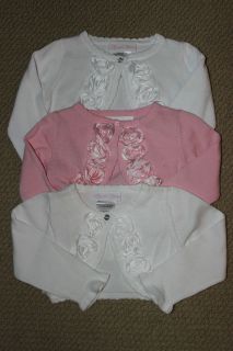   Baby Shrug Sweater Bolero Flowers L/S Rhinestone Button Free Ship
