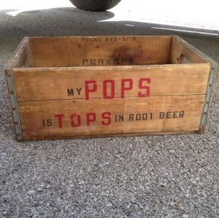   Vintage 1967 Chokola My Pops Is Tops In Root Beer Wood Soda Crate