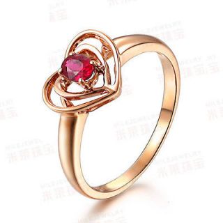 Heart Shaped Solid 18K Rose Gold Natural VS1 .39ct Ruby Engagement 