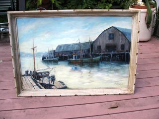 FRED SARGENT OIL ON CANVAS PAINTING GLOUCESTER MASS