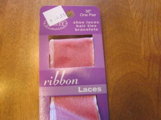 Stay Ty 36 Ribbon Laces Shoe Laces, Hair Ties, Bracelets Pink Shiny 