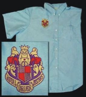 ROJ ButtonDownShortSleeveShirt Royal Order of Jesters Blue Shirt Size 