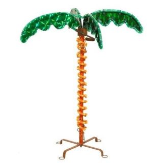 Tropical Holographic LED Lighted 2.5 Rope Palm Tree With Amber Trunk