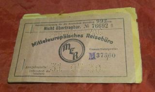 Mitteleuropaisches Reisebro MER European Rail/Train Ticket 1931~FREE 