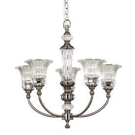 NEW ALLEN + ROTH COLFAX 5 LIGHT CHANDELIER POLISHED PEWTER CRYSTAL 