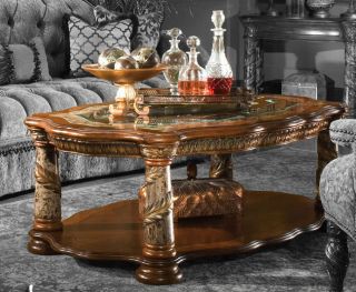 Chestnut/Marbl​e Rococo Coffee Table