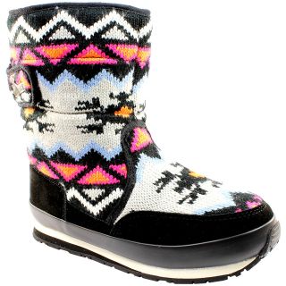 WOMENS RUBBER DUCK SNOWJOGGERS CLASSIC BLACK KNITTED WINTER SNOW BOOTS 