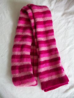 Pink Striped Scarf 54 x 6 Express Winter Accessory Lambswool Angora