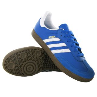 Adidas Samba K Blue White Leather Youth Trainers