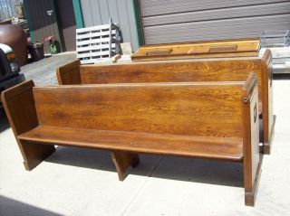 93 1/2 Long High Side Church Pews W/ hand carving on the sides