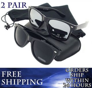   Sunglasses 2 PAIR MIRROR & DARK Lenses BLACK Frames Limited 2 PACK New