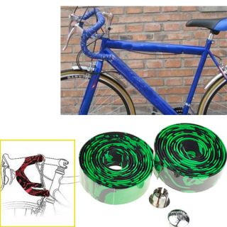 Green Bike Bicycle Cork Handlebar Tape Wrap + 2 Bar Plug