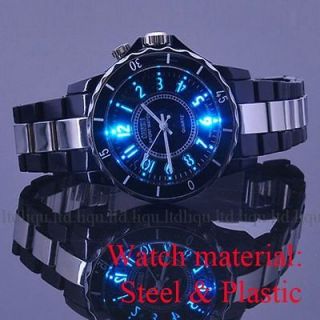   Ohsen Black LED light Men boy Waterproof Quartz Sport Band Wrist Watch