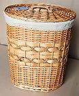   of Oval Buff Willow Woodchip Laundry Baskets w Lids & Fabric Liners