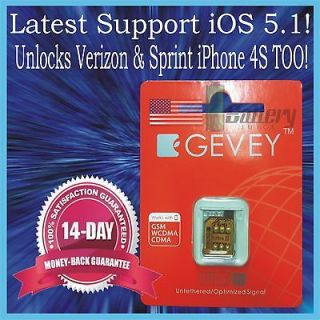   CDMA UNLOCK Sim iOS 5.0 5.0.1 or 5.1.1 Verizon & SPRINT iPhone 4S