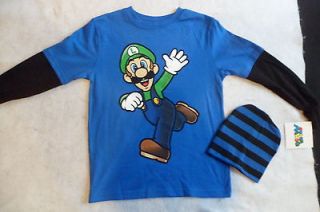   Nintendos Super Mario Shirt and Beanie Hat BOYS SIZE EXTRA SMALL 4/5