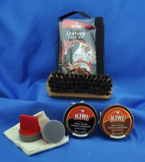 Kiwi Leather Care Kit  Shoe, Boot Polish, Applicators, Brush, Rag  7pc 