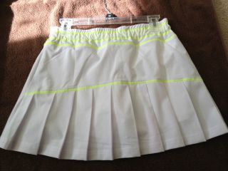 Fila sport white with green stripe nylon skort size s elastic waist