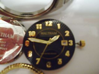 Mens Waltham Wrist Watch Date Silvertone Elastic Band FOR PARTS OR 