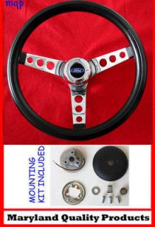 Bronco F100 F150 F250 F350 Grant Black Steering Wheel 13.5 inch 13 1/2 