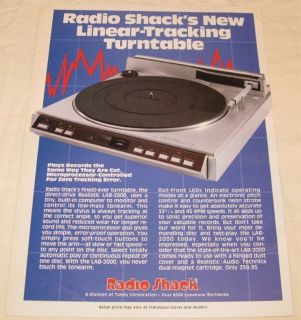 Vintage Realistic LAB 2000 Stereo Turntable PRINT AD