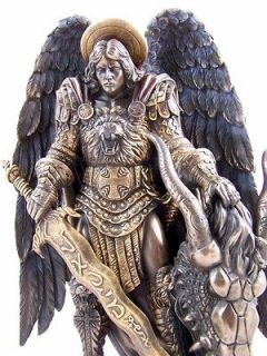 Rare11 Bronze Protector St Saint Michael Angel Statue Sculpture 