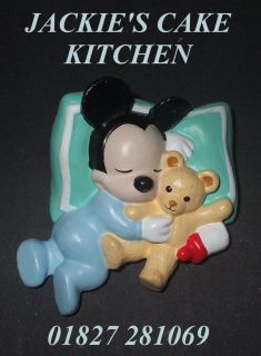   MOUSE BLUE CHRISTENING 1ST BIRTHDAY NEW BABY CAKE TOPPER DECORATION