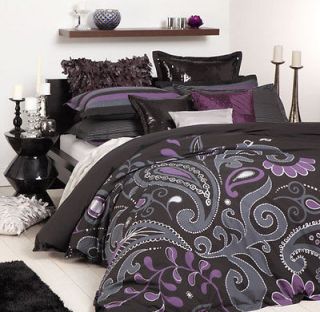   Mason KASHMIR CHARCOAL Queen Size Bed Doona Quilt cover set 3pc NEW