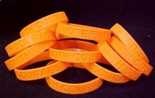Leukemia Orange Silicone Bracelets 100 pc Lot Awareness Month is 