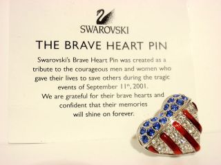 Swarovski Crystal AMERICAN FLAG BRAVE HEART TIE TACK PIN NEW 