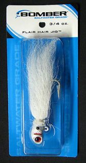   Flair Hair Jig 3/4 oz White Shad Bucktail Saltwater Fishing Lure New