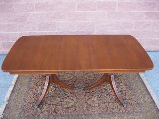   1940s Duncan Phyfe Double Pedestal Mahogany Dining Table expands 74