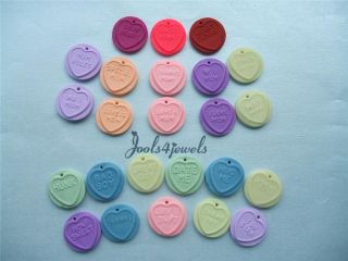 Kitsch Fimo Love Heart Sweet Clip on Charms for Bracelets 24 to 