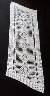 Gorgeous White Hand Crochet Table Runner / Dresser Scarf 36.5 x 12.7
