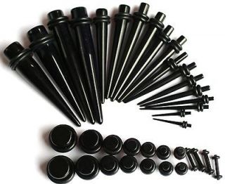 30 piece black EAR STRETCHING KIT 18 Tapers 12 Plugs 00G 14G gauges 