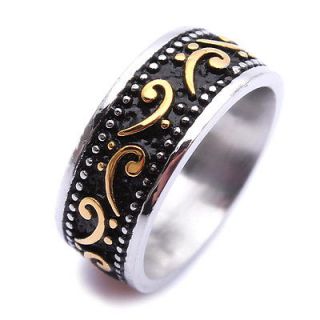 Stainless Steel Beauty Dots Musical Notes Mens Ring USA Size 9 10 11 