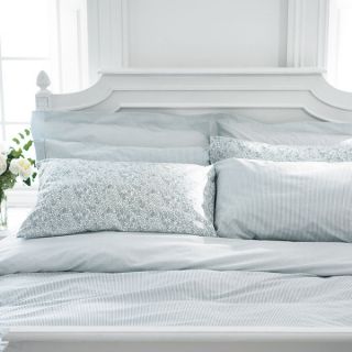 Teal Blue & Cream Floral or Stripe Mix & Match 100% Cotton Bedding