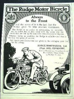 1912 RUDGE MOTOR BICYCLE MOTORCYCLE AD A49 5.5X4