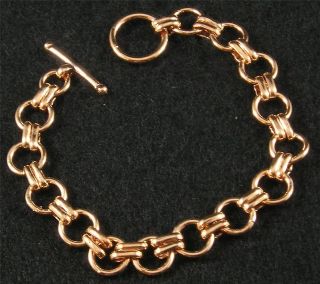 Shiny Solid Copper Chain Link Bracelet 8 Long 10mm wide Mens Womens
