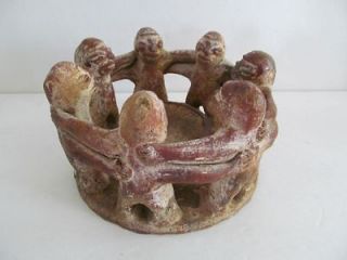 Tribal Red Clay Sculpture Incense Candle Burner Holder Statue Art 