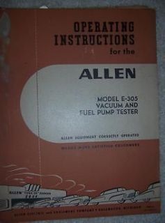 1948 Allen E 305 Vacuum Fuel Pump Tester Manual Auto G