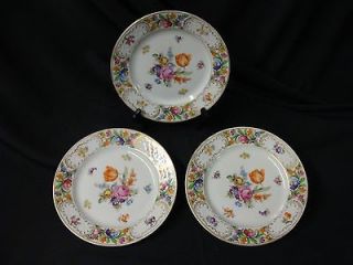 Vintage Schumann Empress Dresden Flowers China Salad/Dessert Plates 