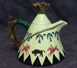 VINTAGE OLD WEST INDIAN TEEPEE TEAPOT UNUSUAL & HANDSOME 4 1/2 CUP 