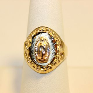 Virgen de Guadalupe Gold Plated Three Tone Ring