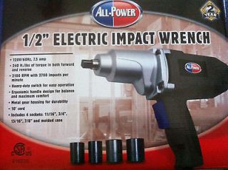   ELECTRIC IMPACT WRENCH KIT 4 SOCKETS & CASE with warranty
