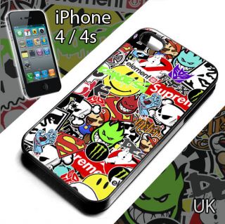   iPhone 4 / 4s cover case. Sticker Bomb Skate Street BMX Fixie